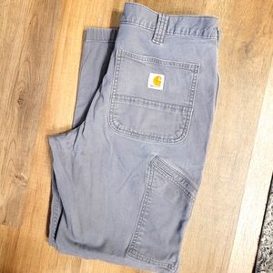 Men's Carhartt cargo work pants, gray. 34x30